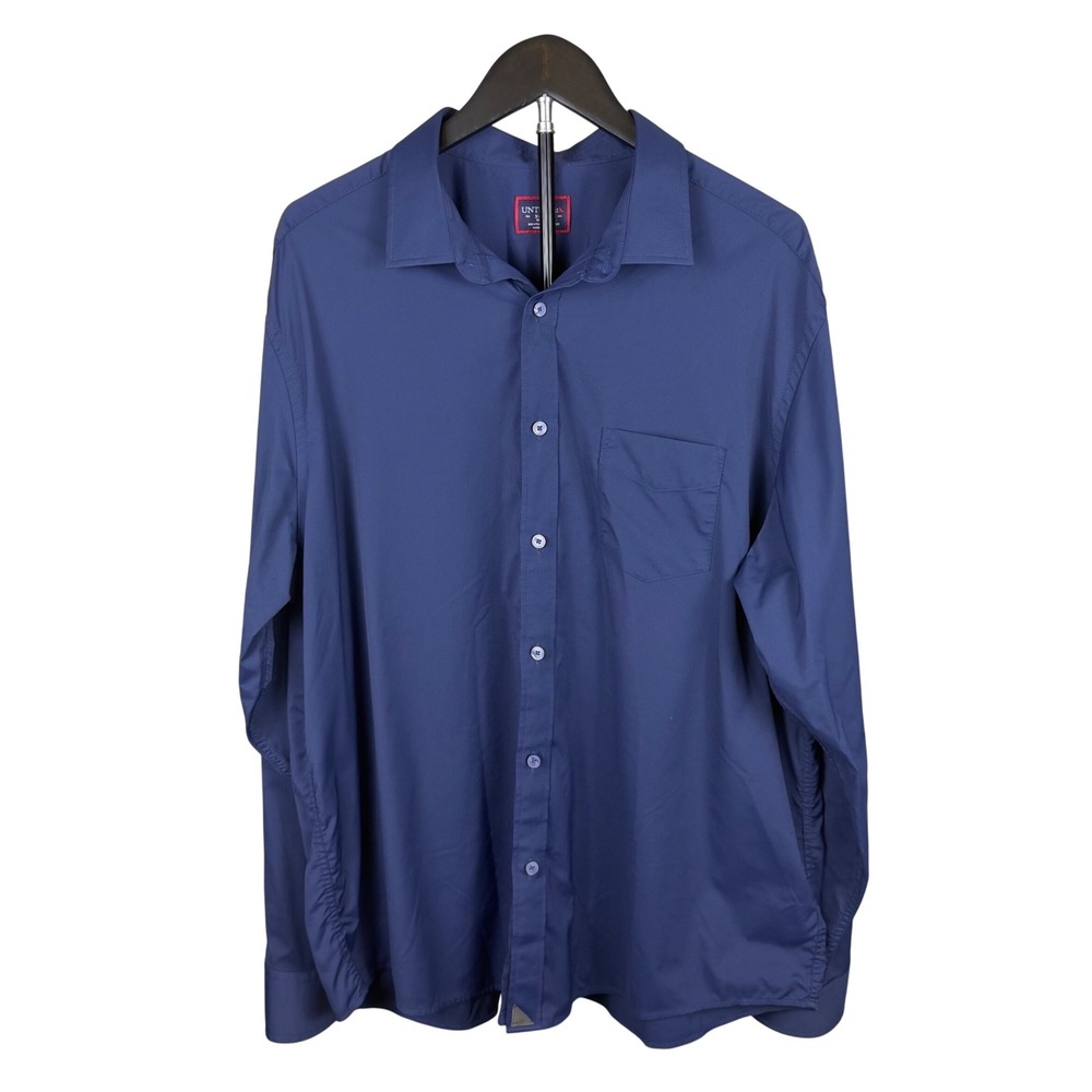 UNTUCKit Gironde Relaxed Fit Navy Blue Long Sleeve Button Down Shirt XL 40349